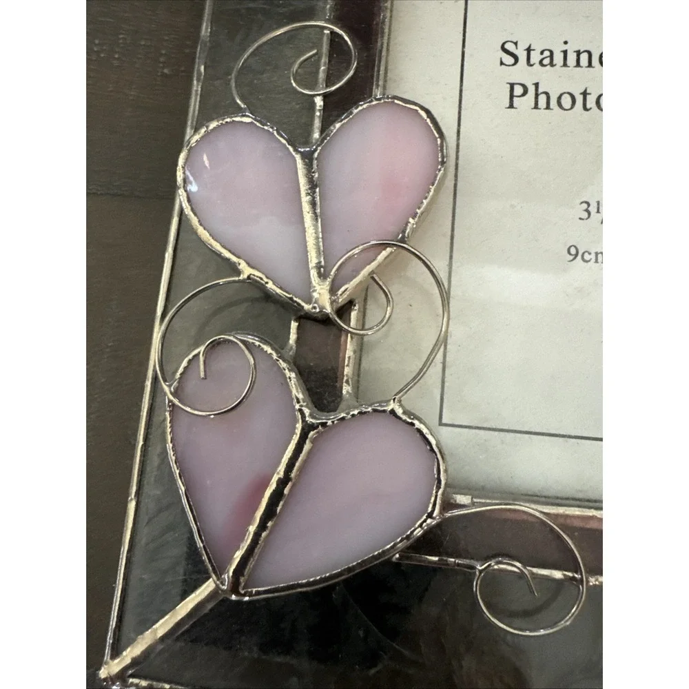 VTG Gallery 3D Purple Heart  Stained Glass Picture Frame 3.5
